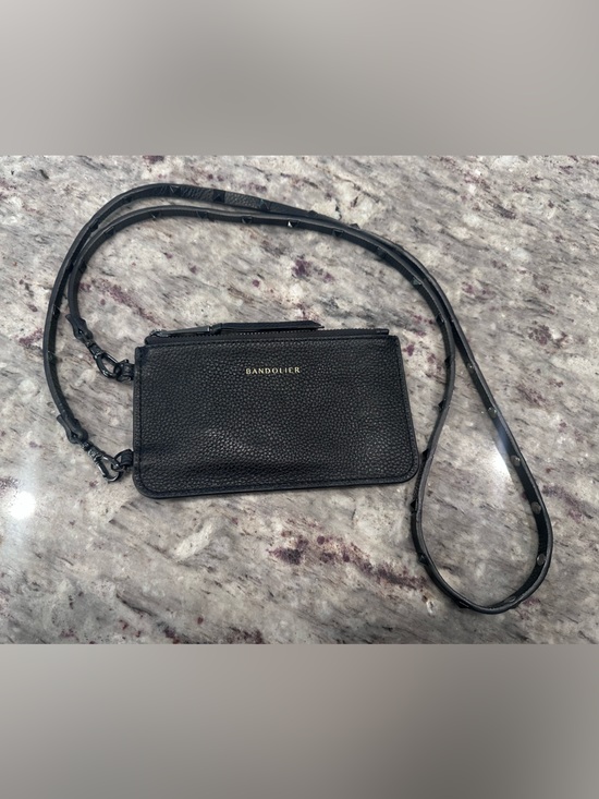 Bandolier Handbags - Bandolier Black Pebbled Leather Crossbody Wallet with Stud Strap